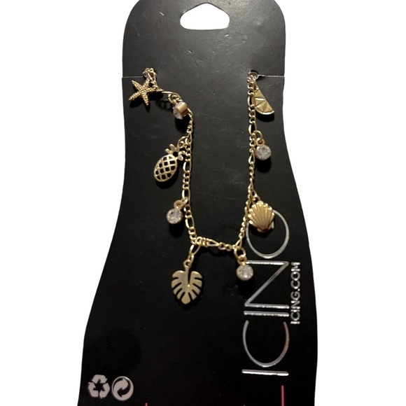 Icing Jewelry - Dainty Vacation Vibes Anklet - Seastar, Pineapple, Shell & Lime